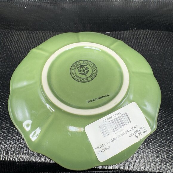 Pierre Deux Green Teacup And Saucer Set Ceramic Made In Portugal Cup Plate Set - Picture 12 of 16